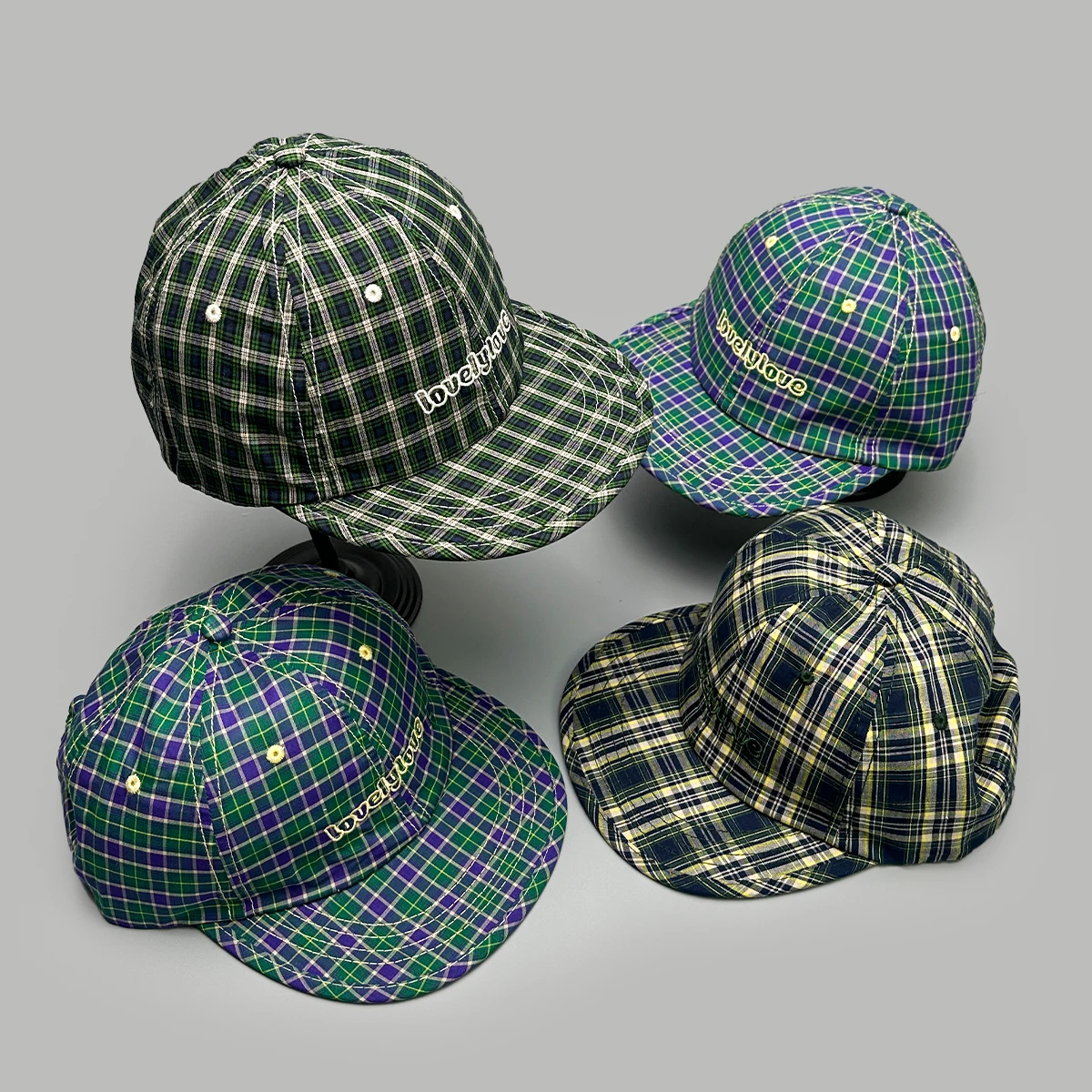 

Quick-dry Plaid Embroidered Letters Baseball Hats New Men Women Retro Sunshade Niche Versatile Flat Brim Fashion ins Peaked Caps