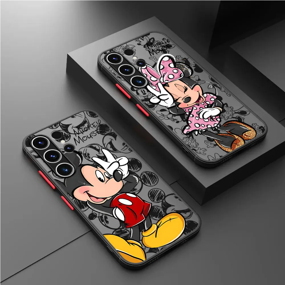 Disney Mickey Minnie Mouse etui na telefon Samsung Galaxy S23 S24 Ultra S10 Lite S22 5G S10 S20 FE S9 S21 Plus matowa obudowa