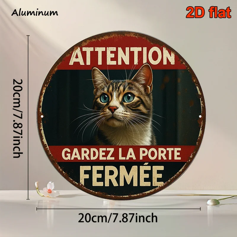 1pc, 20.32x20.32 cm Round French Aluminum Sign, 