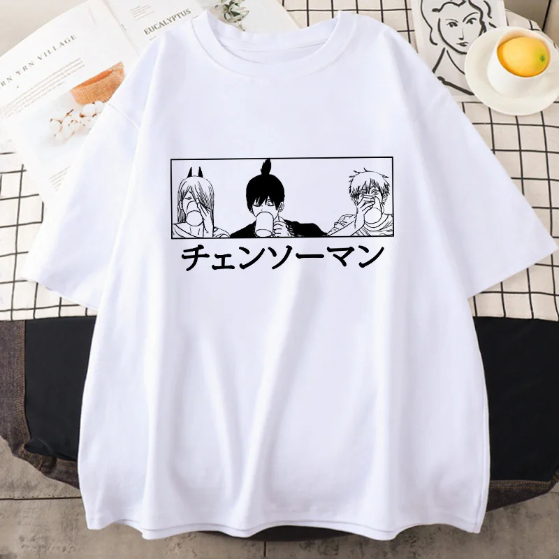 Chainsaw Man EU Size T Shirt Manga Cartoon Pochita T-shirt Japanese Anime Makima Tshirt Unisex Harajuku Graphic Tee Tops Clothes