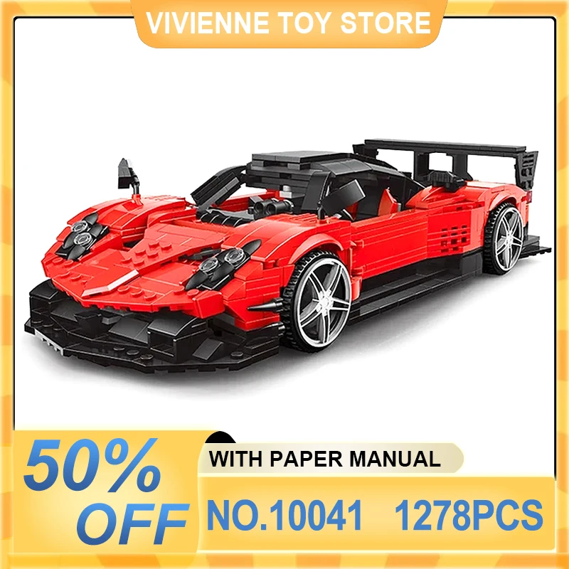 MOULD KING 10041 Technical Zonda Super Sports Car Building Bricks MOC Speed Vehicle Blocks Assembly Children Toys Christmas Gift