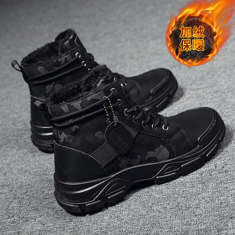 التمويه الأحذية للرجال 2025 جديد الخريف الشتاء منصة الأحذية في الهواء الطلق عالية الجودة أحذية الرجال حذاء من الجلد Buty Robocze Meskie