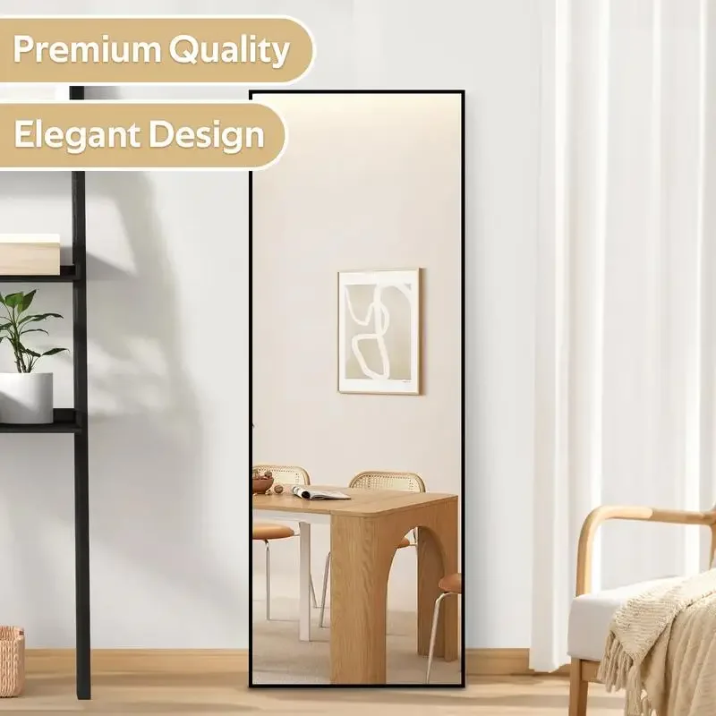 Jocoevol Home Full-Length Mirror, Full Body Mirror with Stand,Aluminum Alloy Thin Frame Floor Standing Decor,Hanging or Leaning