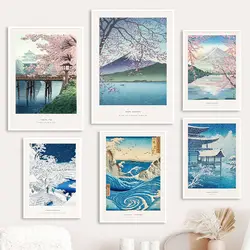 Kawase Hasui Vintage Japan Style Sakura Wall Art Canvas Painting Nordic Posters And Prints Wall Pictures Living Room Home Decor