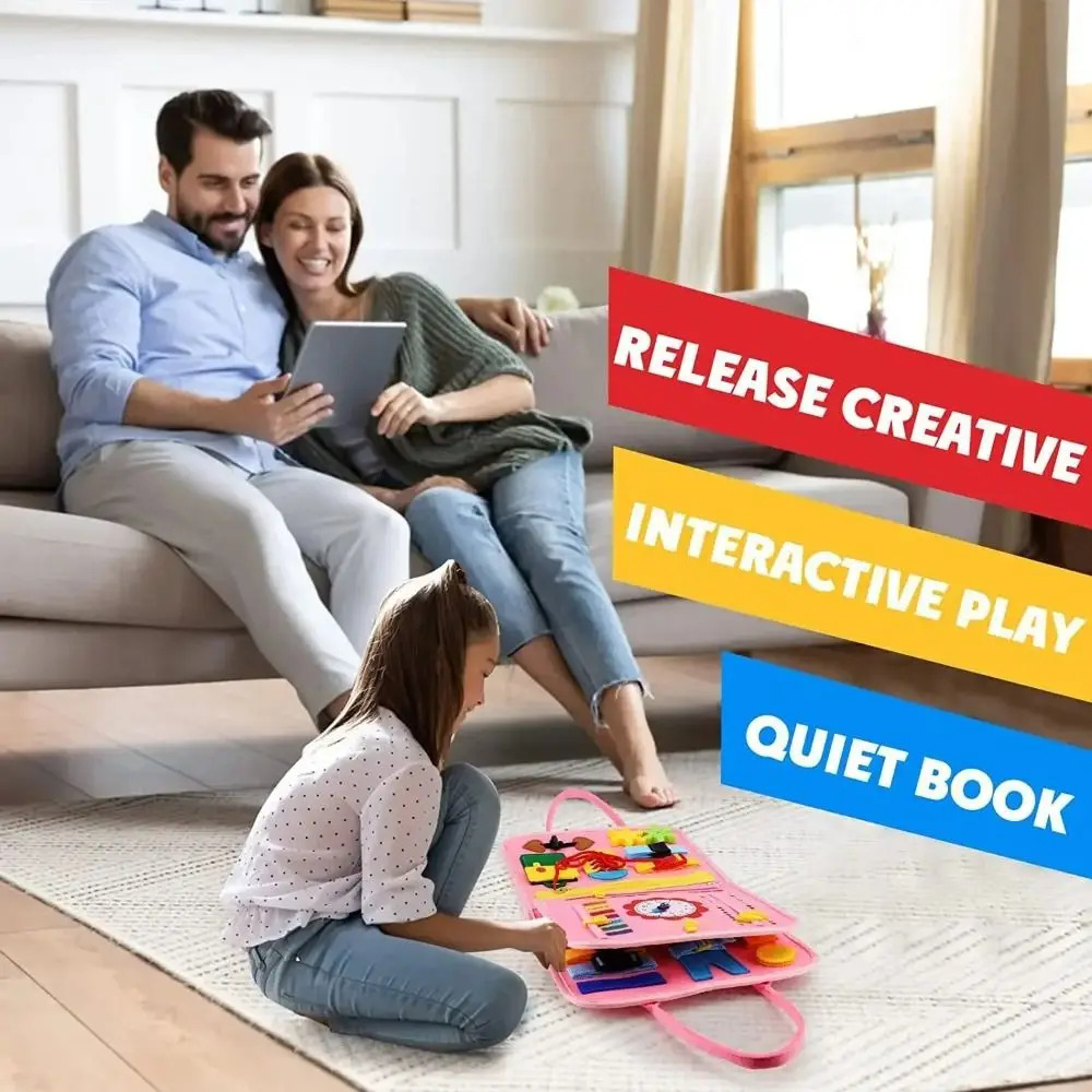 Creatief schattig vilt druk bord levensvaardigheden cartoon 3D rustig activiteitenboek DIY draagbaar druk bord Montessori speelgoed