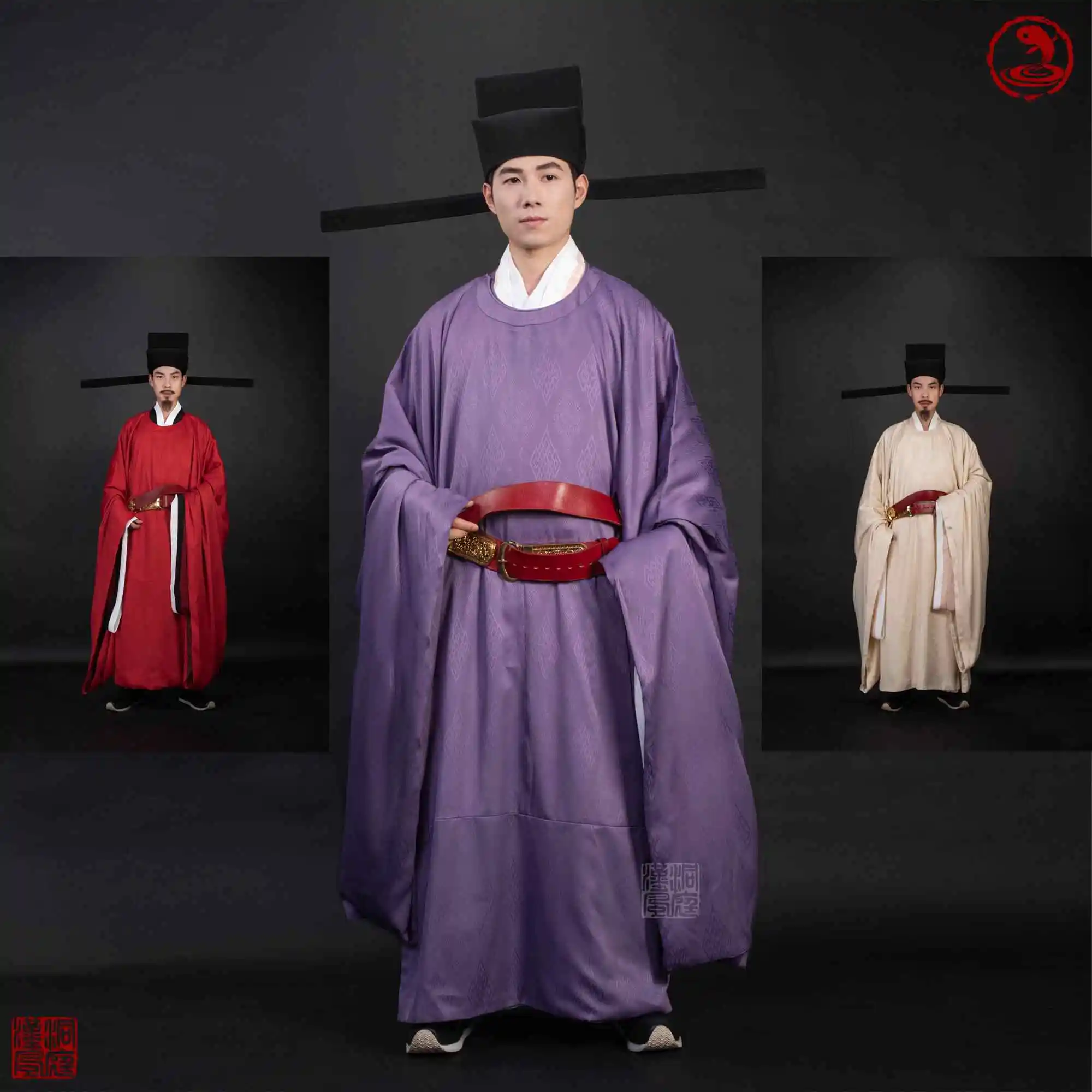 

Diamond patterned imitation flower Luo Song Dynasty Hanfu round neck big sleeved robe official dress