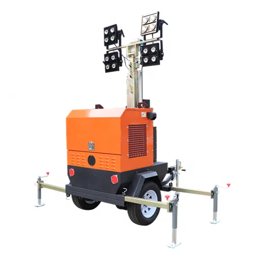 High mast  generator light tower with 4 units 1000W matel halide lamps for Mining site