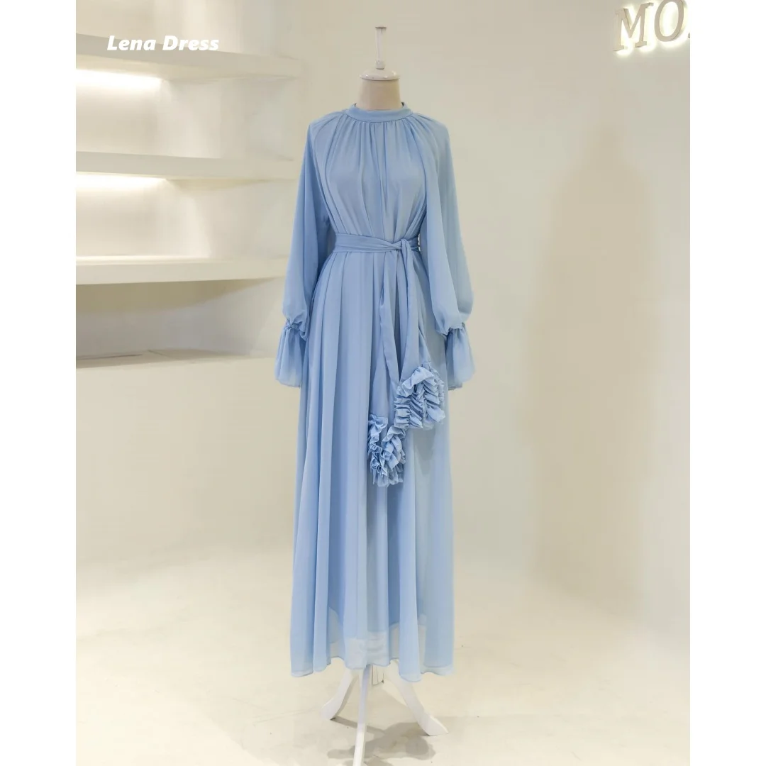 

Lena Ball Gown Luxury Dress Custom Made Evening Dresses Woman Elegant Woman Party Dress Chiffon Round Collar Long Sleeves Prom