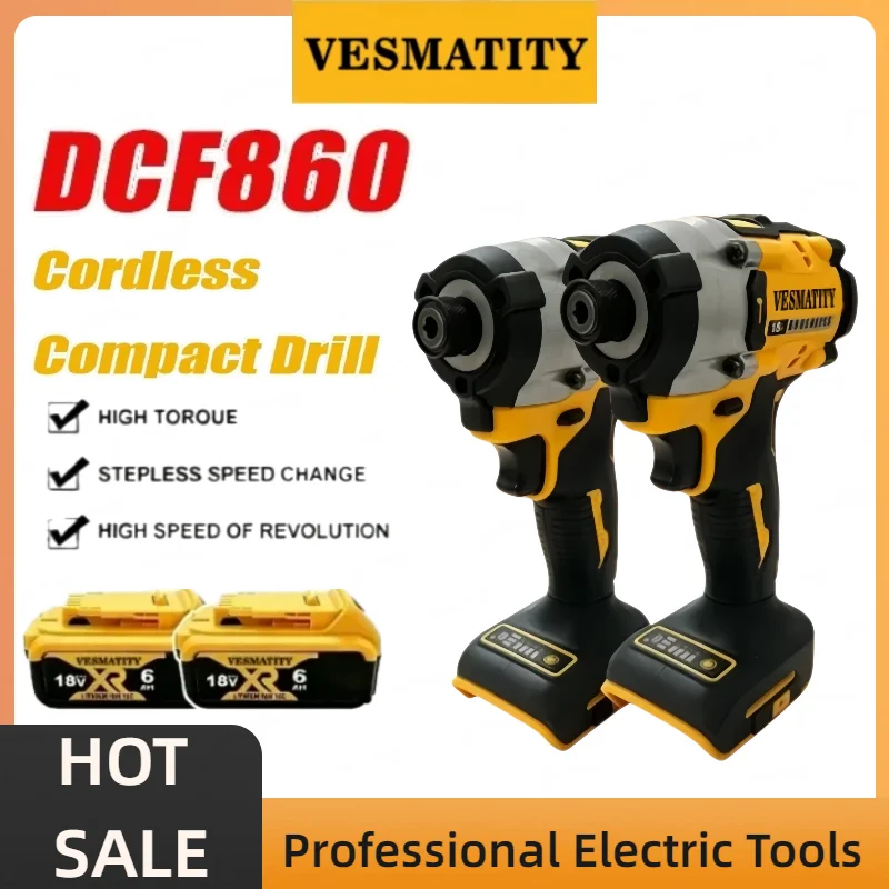 DCF860 Cordless Compact Drill / Driver Brushless Electric Drill Screwdriver Rechargeable Power Tools Upgraded For DeWALT Battery