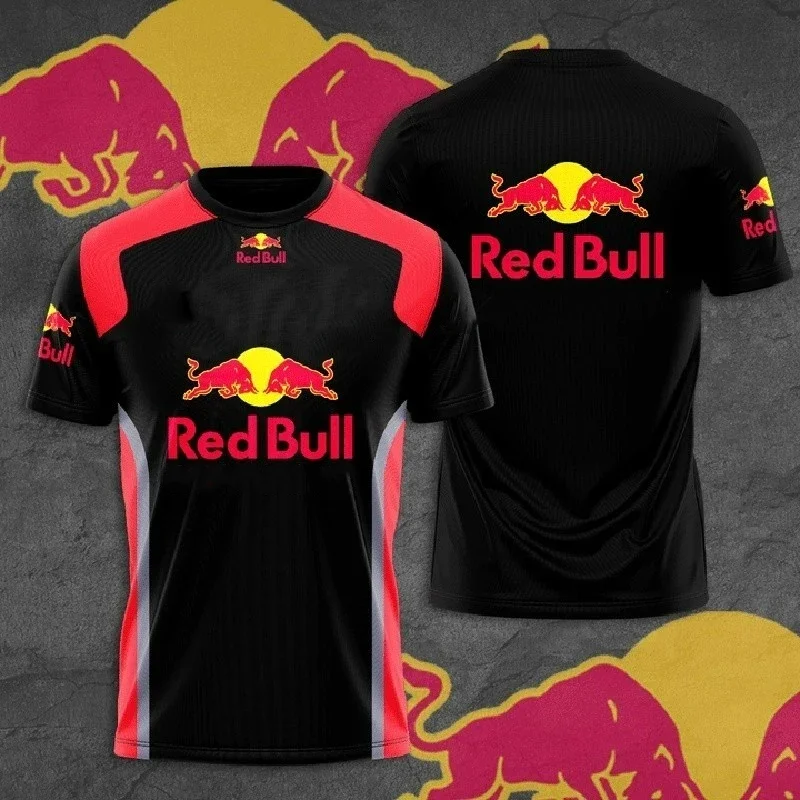 Summer Men's T-shirt Outdoor Sports Jogging Fitness Training Quick Drying Breathable Cycling Suit Short Sleeved Red Bull Tops image 5