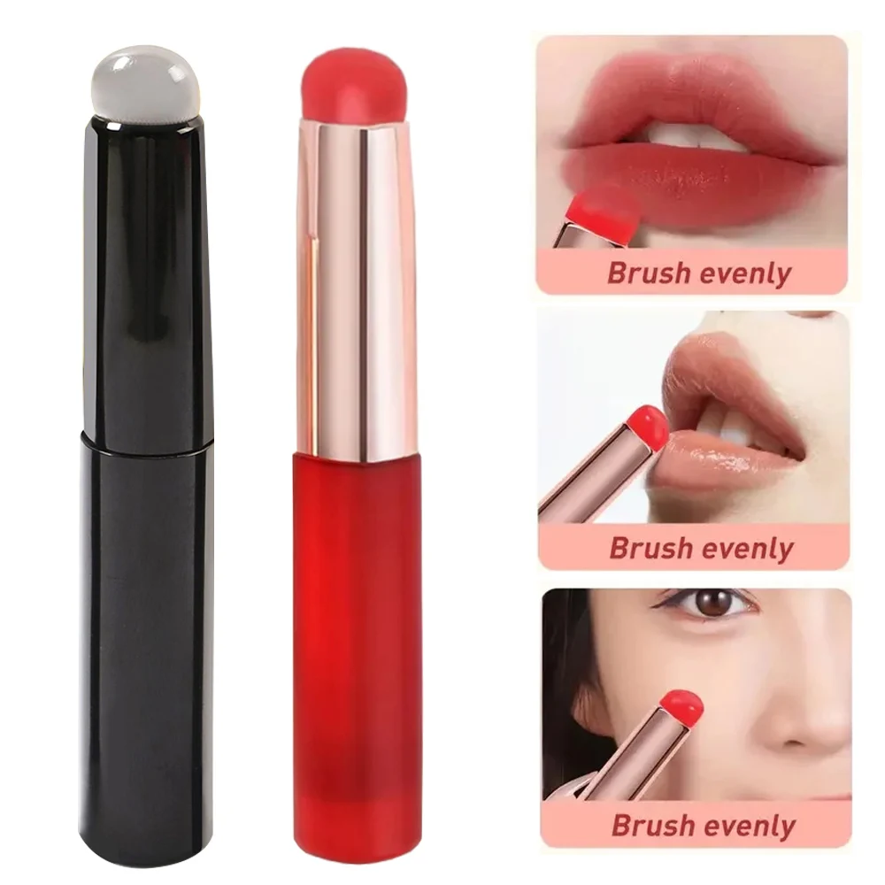 

Silicone Lip Brush With Cover Portable Mini Translucent Silicone Concealer Brush Round Head Makeup Brush Lip Balm Lip Gloss