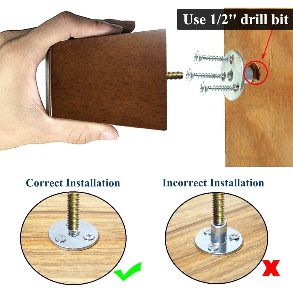 أرجل قطع الأثاث الخشبي 3 بوصة أرجل أريكة حزمة من 4 أرجل أريكة مربعة بني منتصف القرن أرجل بديلة حديثة للكرسي بذراعين