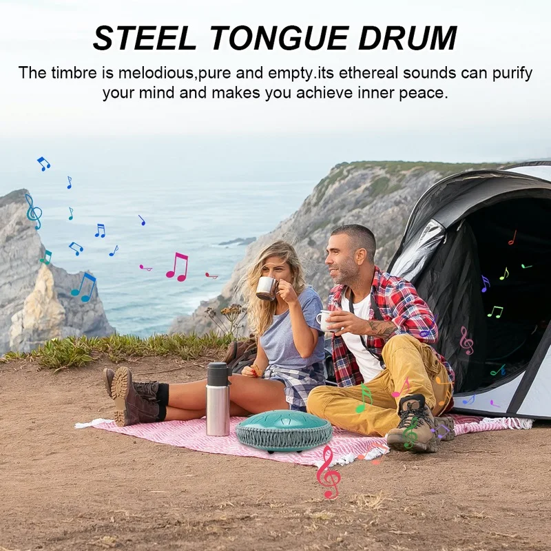 Hooqu Steel Tongue Drum 13 Inch 15 Notes D Key Percussion Instrument Portable Balmy Drum With Drum Mallets