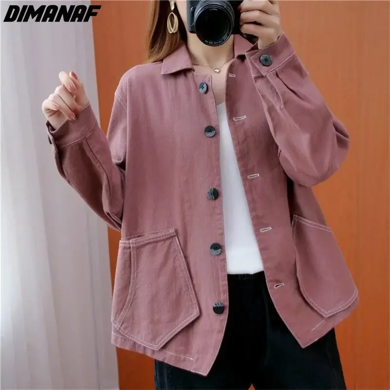 

Dimanaf Bomber Jacket Coat Women Clothing Oversize Loose Autumn Winter Cotton Thick Jacket Vintage Lady Outerwear Solid Pink