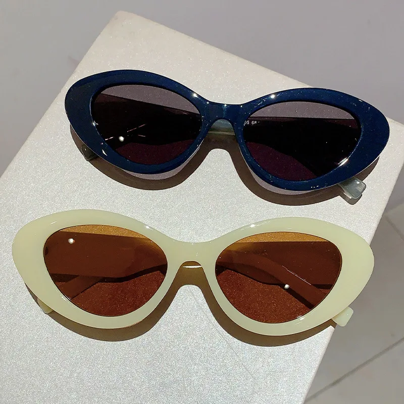 Luxury Brand Designer Vintage Cat Eye Sunglasses Women For Men 2024 Sun Glasses Trendy Punk Popular Jelly Sexy Ladies Eyeglasses