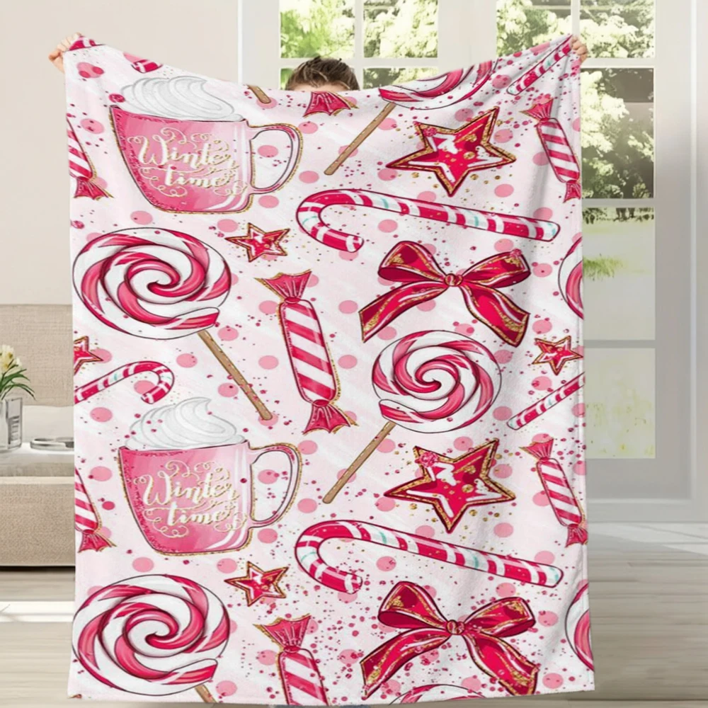 Trendy Dessert Pattern Graphic Ultra Soft Plush Couch Cover Throw Warm Accent For Coffee Shop Office Store Area