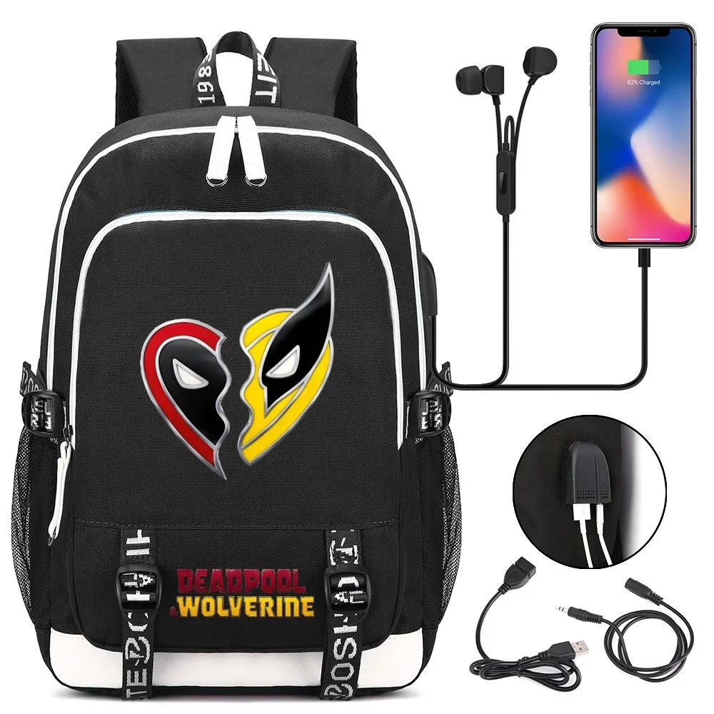 Deadpool & Wolverine Backpacks Marvels Kids Anime Expression School Bags Boys Girls Outdoor Sport Travel Knapsack Mochilas Gift