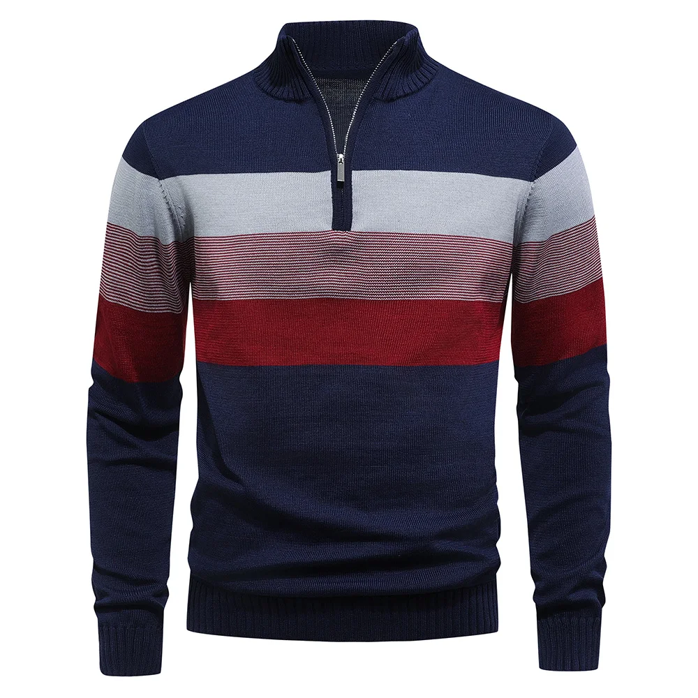 

Men's Sweater Spring Stand-up collar zipper Sweater Knitted Lightweight Soft Long Sleeve Pullover Knitted Casual Tops US Size
