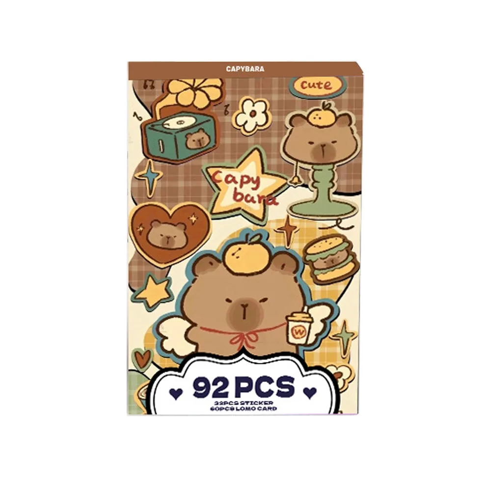 

Портативные двусторонние фотокарты с капибарой, блестящие мультяшные капибары, ломо-карты, коллекционные карты HD, подарок