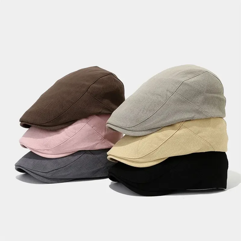 LDSLYJR quatre saisons coton solide casquettes de gavroche hommes casquette plate femmes peintre béret chapeaux 97