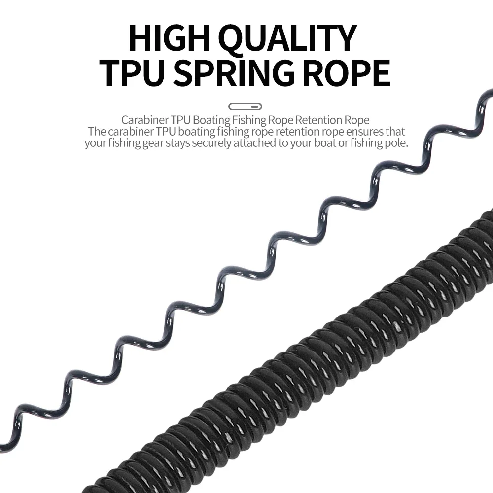 Cordones de pesca de 21cm, correa en espiral retráctil con mosquetón de TPU, cuerda de pesca para navegación, cuerda de retención, aparejos de herramientas de pesca, 3 uds.