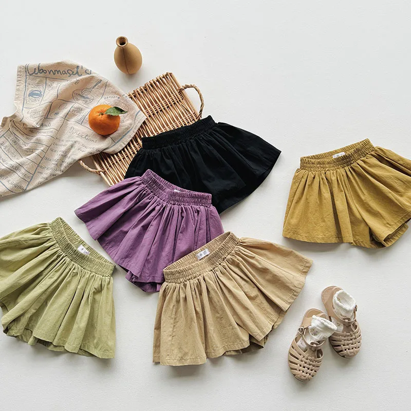 2024 Summer 2-8 Years Girls Loose Casual Cotton Shorts Five Colors