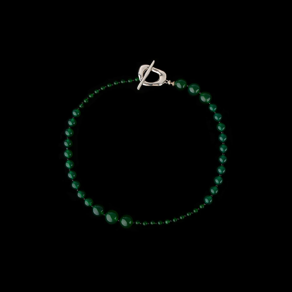 Amorita natural green agate emerald asymmetrical simple collarbone necklace