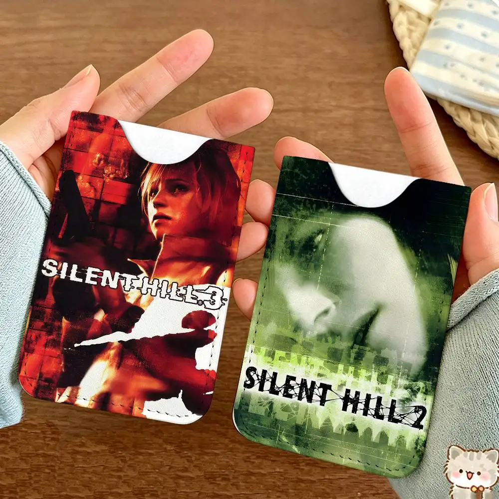 Mini billetera de cuero para hombre, diseño clásico de película de terror y suspense, modelo Silent Hill, ultradelgada, ligera, para tarjetas de crédito, tarjetas de identificación y tarjetas de transporte.