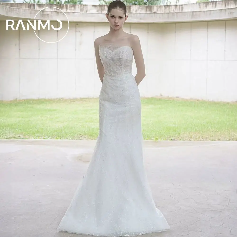 

Ranmo Customized Exquisite Strapless Mermaid Trumpet Bridal Gown 2026 Floor-Length Wedding Party Dress Lace Robe De Mariée New