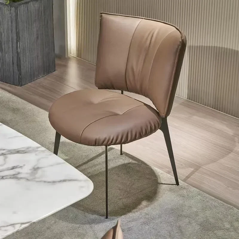 

Designer Genuine Leather Dining Chair Soft Bag Dresser Dining Chair Armchair Home Sillas De Comedor Modernos Kitchen Furniture