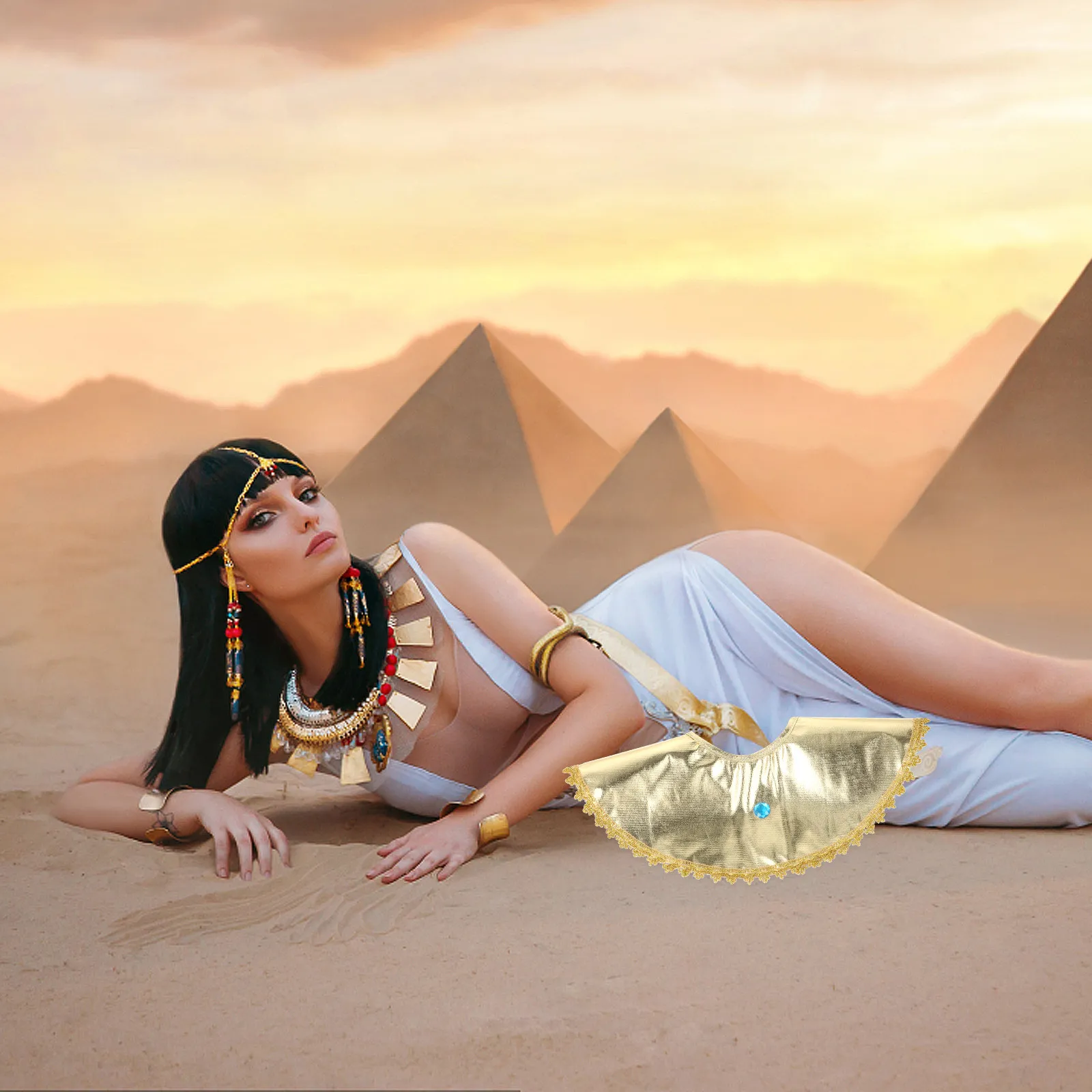 Egyptian Collar Classic Halloween Cosplay Costume Adjustable Cloth Pharaoh Collar Party Prop Cosplay Accessories Reusable