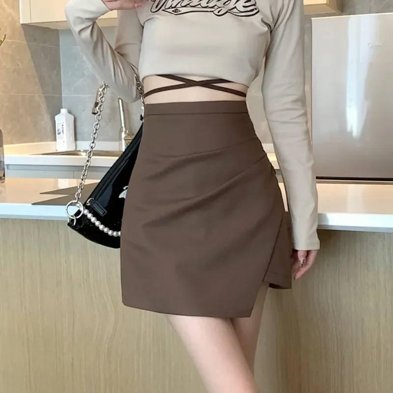Hot Girl's Irregular A-line Skirt High Waist Anti-exposure Temperament Ins Slimming and Hip-hugging