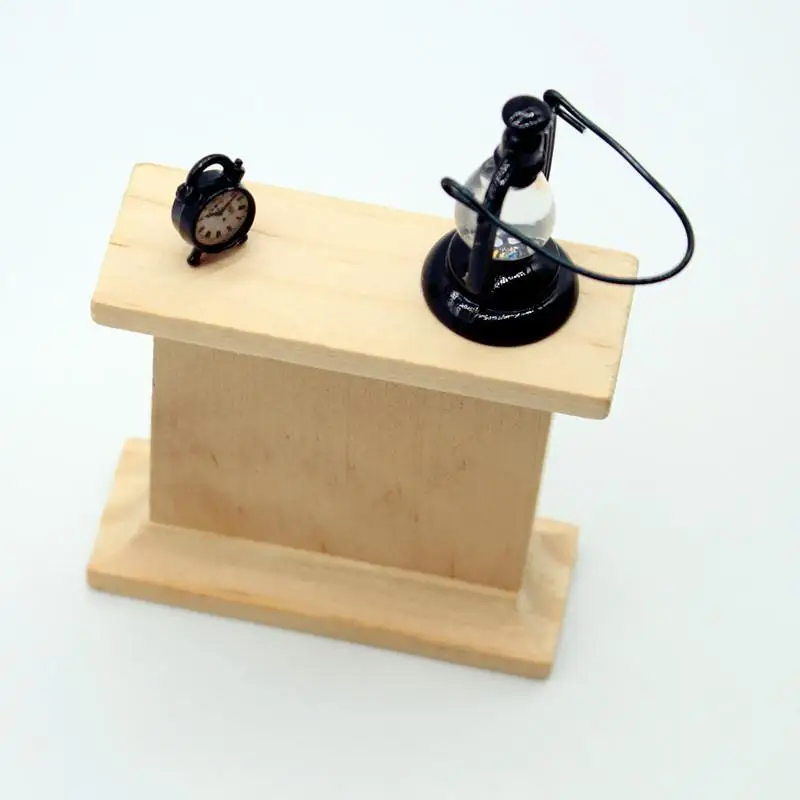 Dollhouse Miniature Furniture Oil Lamp Alarm Clock Fireplace Set Model For Doll House Decor Kids Pretend Play Toys Gift