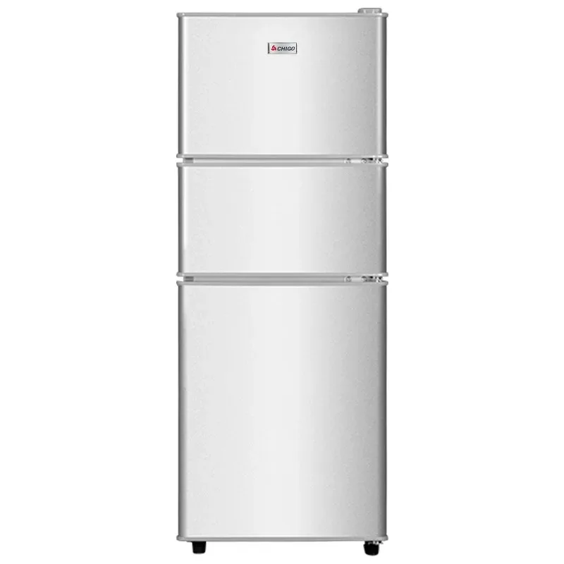 158L Low-price Three-door Cooler Refrigerator in Silver for Families Rented Houses with Freezing and Refrigeration Functions