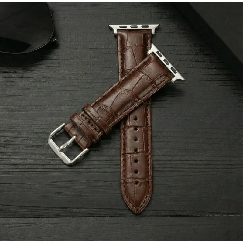 Leather Strap for Apple Watch Band 49mm 42 46 38 44 40 45 41mm Bamboo Knot Pattern Belt for iWatch S12/11/10/9/8/7/SE/6/5/4