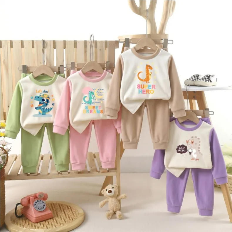 2026 Herbst- und Winter-Kinder-Pyjama-Sets, weich und bequem, verdickte warme Heimkleidung für Jungen, Langarm-Schlafanzüge – Detail 2