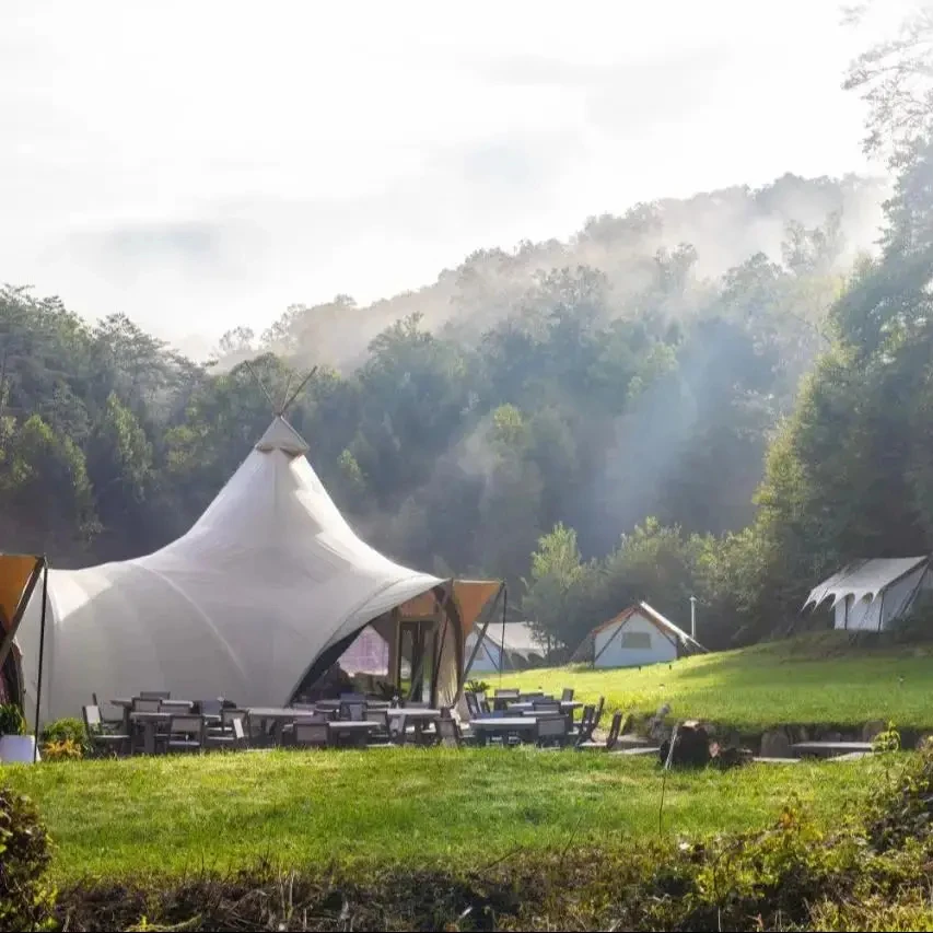 Safari Sátor Csillogás teepees jurták Estély events Hotel kültéri glamping Ablakszövet Húzható Hártya környezetbarát PVC  Család kemping