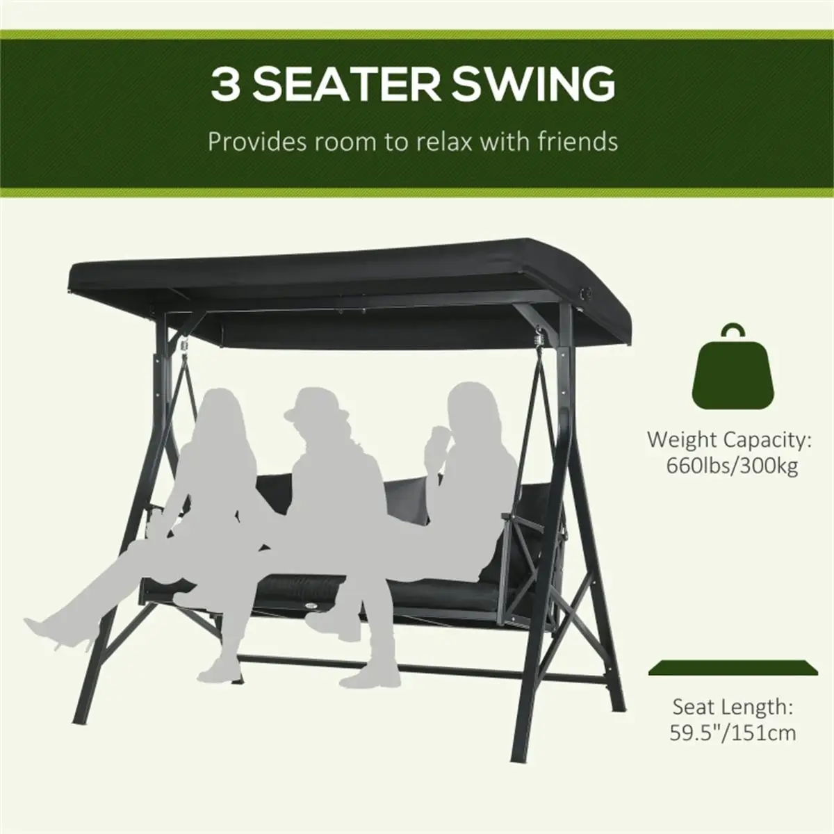 3- Outdoor Patio Swing  with Canopy – Comfortable & Stylish Garden Hammock