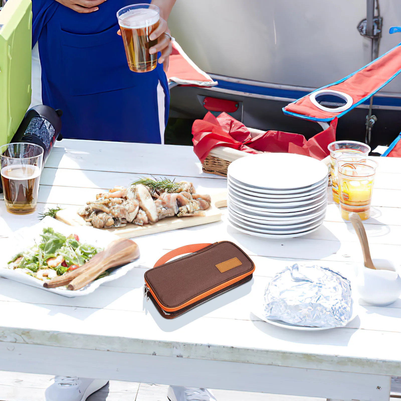 

Premium Cookware Storage Bag Tableware Organizer Portable Lightweight Camping Pouch For Barbecue Outdoor Travel Zipper Closure