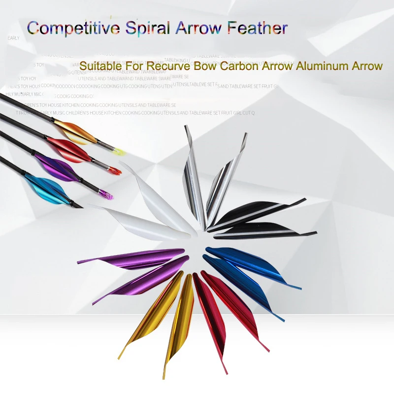 50pcs 1.75inch Spiral Feather Archery Spin Vanes DIY Arrow Archery With sticker Tape Accessories