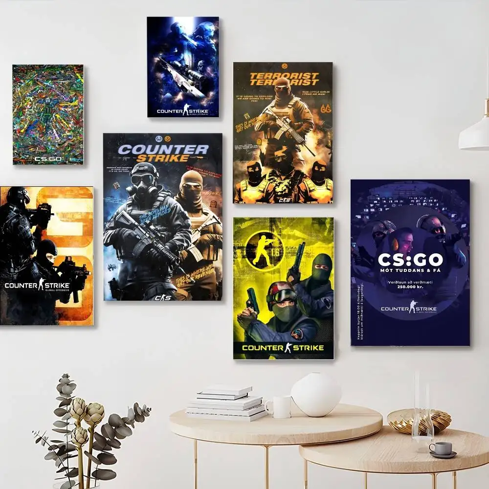 Counter-Strike CS Self-adhesive Art Poster Whitepaper Prints Posters Artwork Home Decor