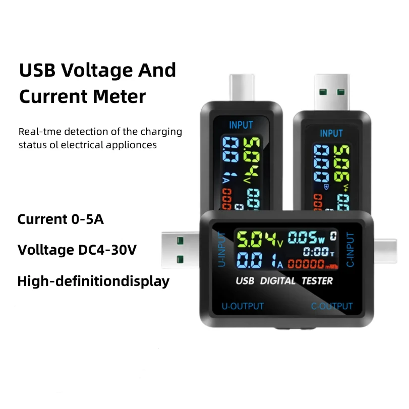 

10 in 1 USB Type-C Current Voltage Meter Digital Display Charger Tester DC 4.5-36V 0-8A Ampere-Volt Meter 2025 new
