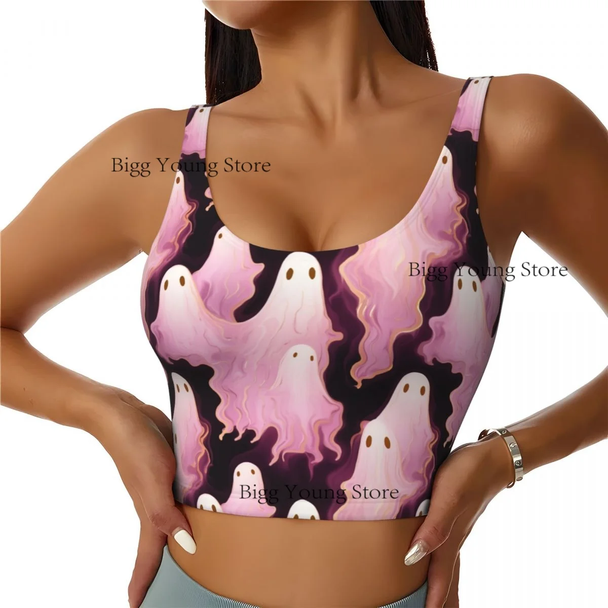 سترة اليوغا النسائية الصالة الرياضية المحاصيل القمم العديد من أشباح الشارع الشهير تجريب تنفس تانك القمم الإناث