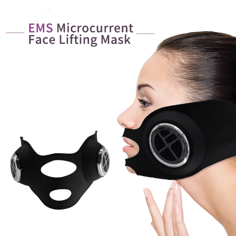 Emagrecimento queixo em forma de v silicone máscara facial ems microcorrente beleza facial pescoço elevador massageador banda fitas máquina de levantamento de rosto