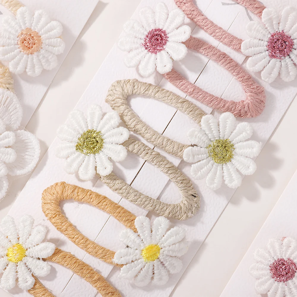 6 قطعة/المجموعة ديزي زهرة مقاطع الشعر دبابيس الشعر للأطفال اليدوية طفل الفتيات الأبيض الأميرة Hairgripes غطاء الرأس إكسسوارات الشعر هدية