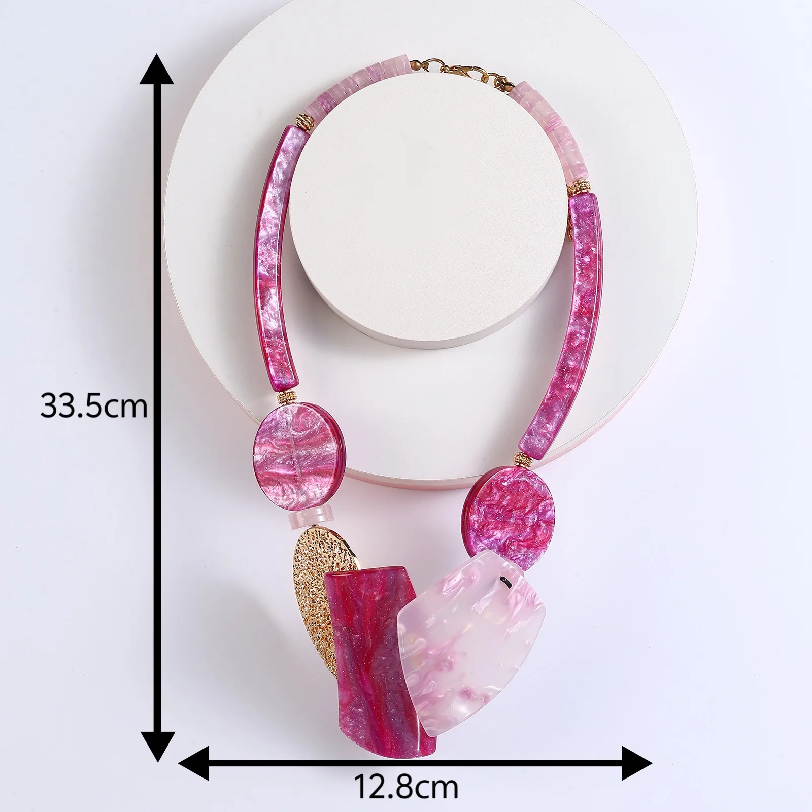 DIY accessories Niche design sense contrasting color acrylic alloy collarbone chain, retro geometric European and American exagg