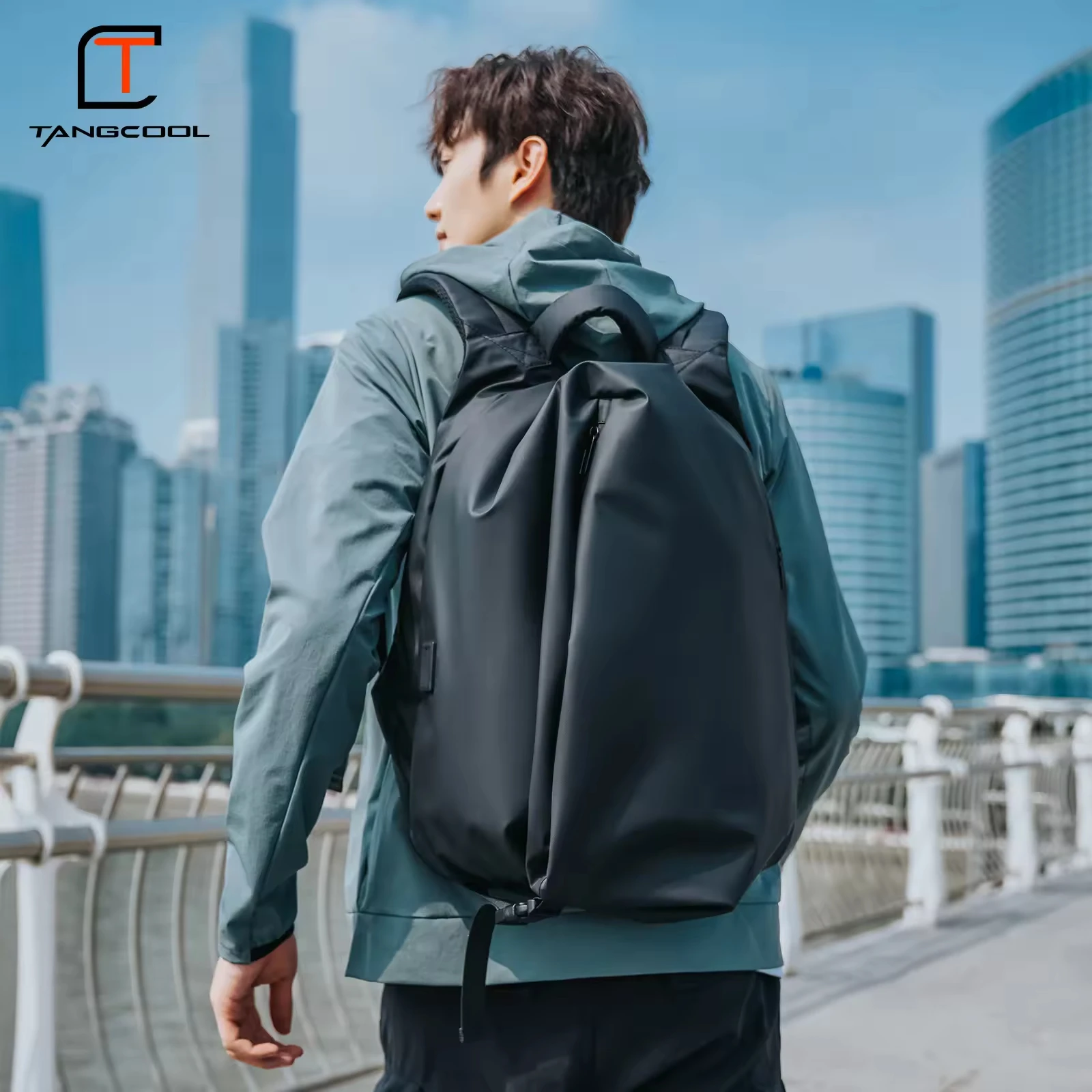 Tangcool Men's 15.6 Inch Laptop Waterproof Backpack Large Capacity Travel Bags USB Charge Commuting Backpack fit Students