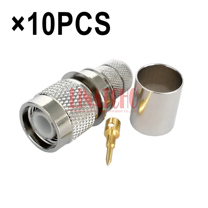 10PCS 7D-FB RG213 RG8 RG214 SYV-50-7 Cable Good Quality Low Loss Crimp Brass TNC Male Connector
