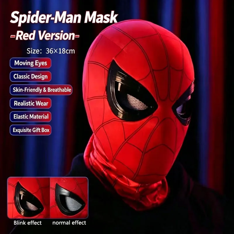 Spider-Man Headgear With Movable Eyes Cool Cosplay Accessory Manual Amazing Mask Gift For Festivals Party Display