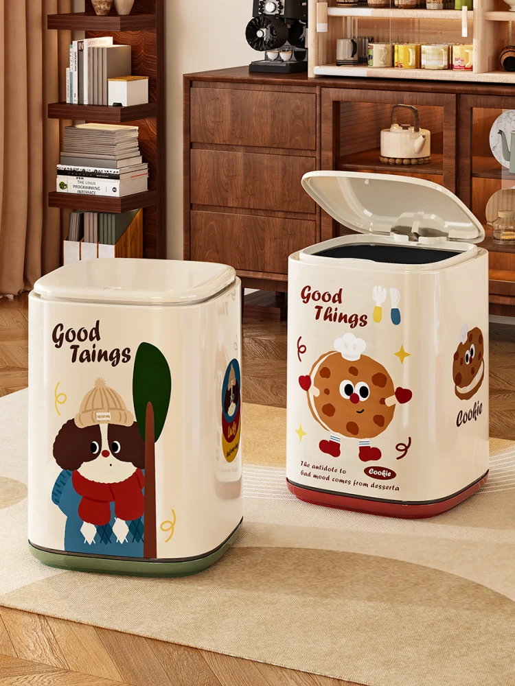 

Большая вместительная мусорная корзина для гостиной, спальни, кухни, домашнего использования, роскошная, с крышкой, квадратная, с удобным открыванием